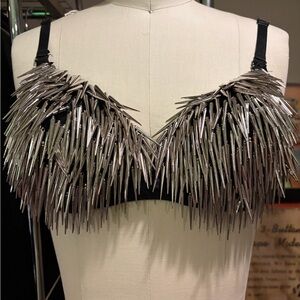 Silver Spike Embellished Women's Bra Top